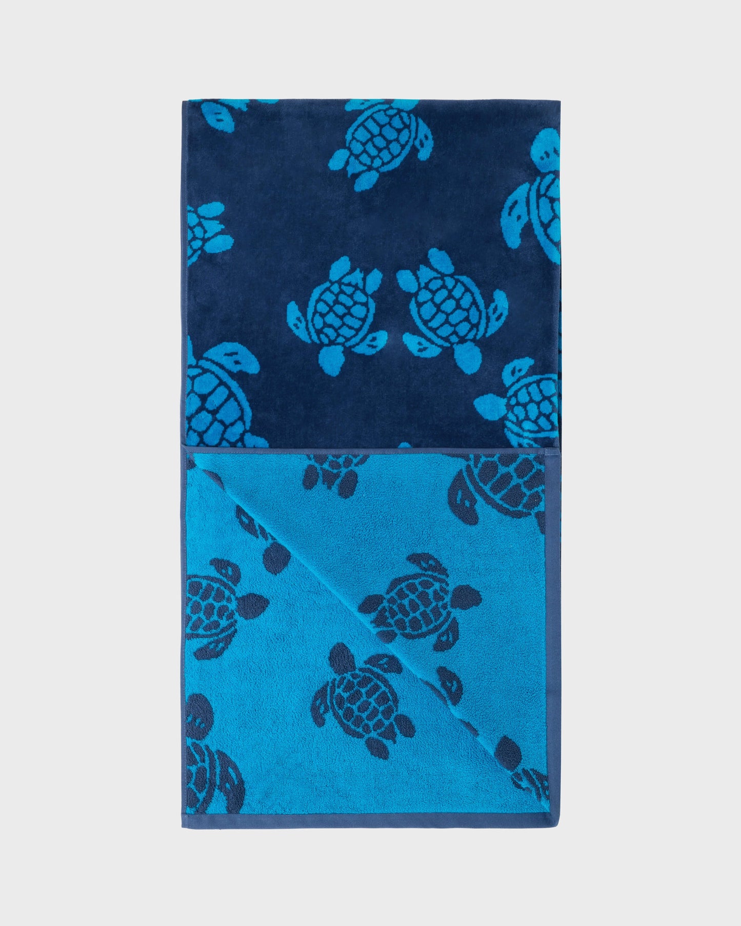 Vilebrequin Accessories Organic Cotton Beach Towel Ronde des Tortues Jacquard - Blue Evening