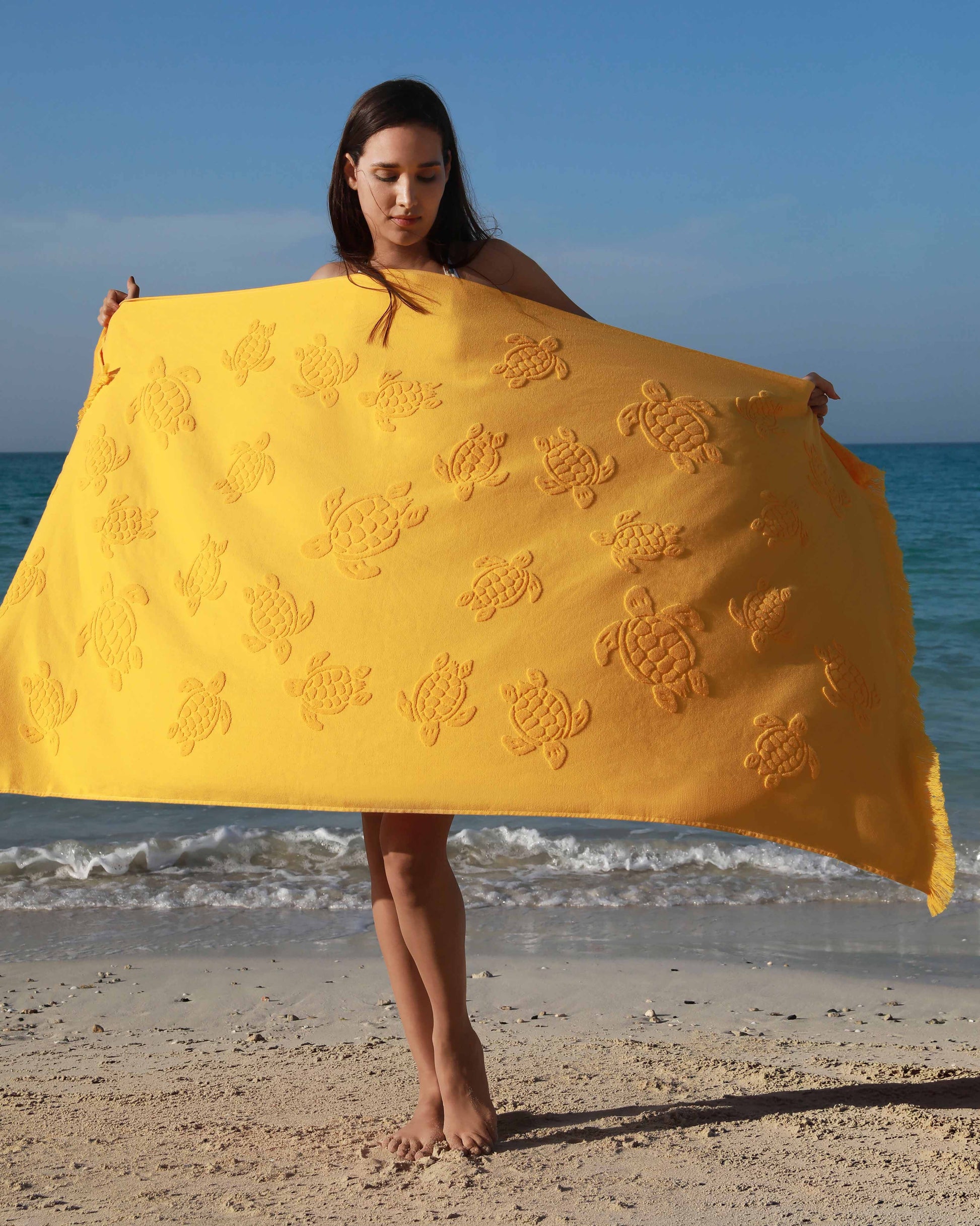 Vilebrequin Accessories Beach Fouta in Organic Cotton Turtles Jacquard | Beach Towel Vilebrequin STHU1201