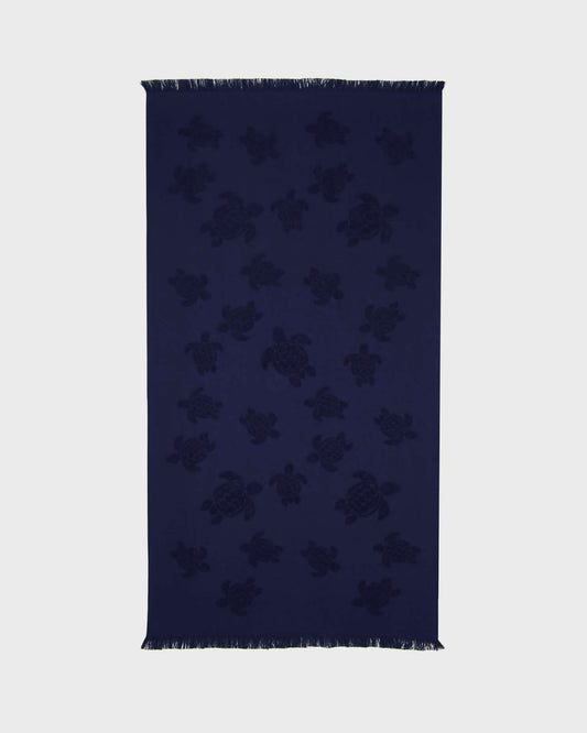 Vilebrequin Accessories Beach Fouta in Organic Cotton Turtles Jacquard | Beach Towel Vilebrequin STHU1201