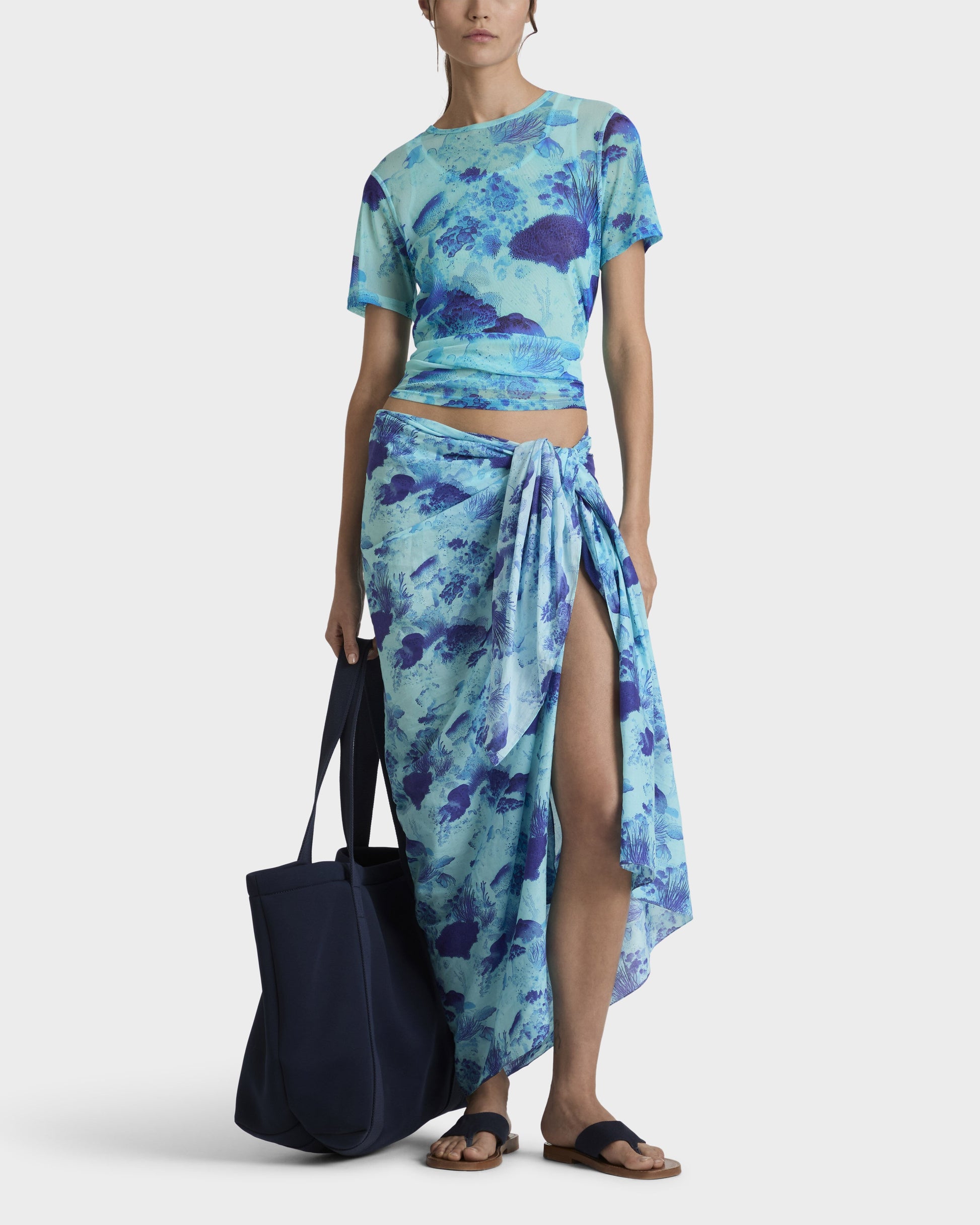 Vilebrequin Accessories Cotton Voile Pareo Coral Reef - Blue Oxygene