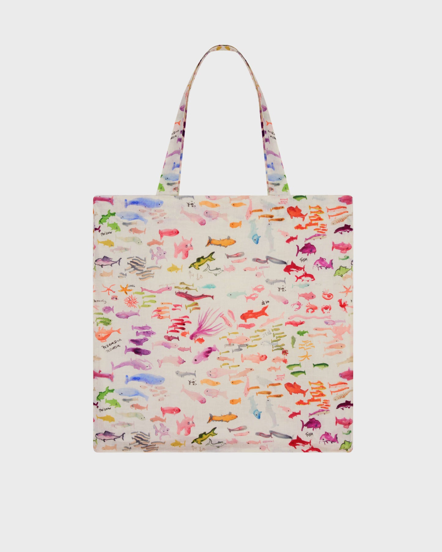 Vilebrequin Accessories Linen Tote Bag Pescador - VBQ x Fabrice Hyber - White Papier