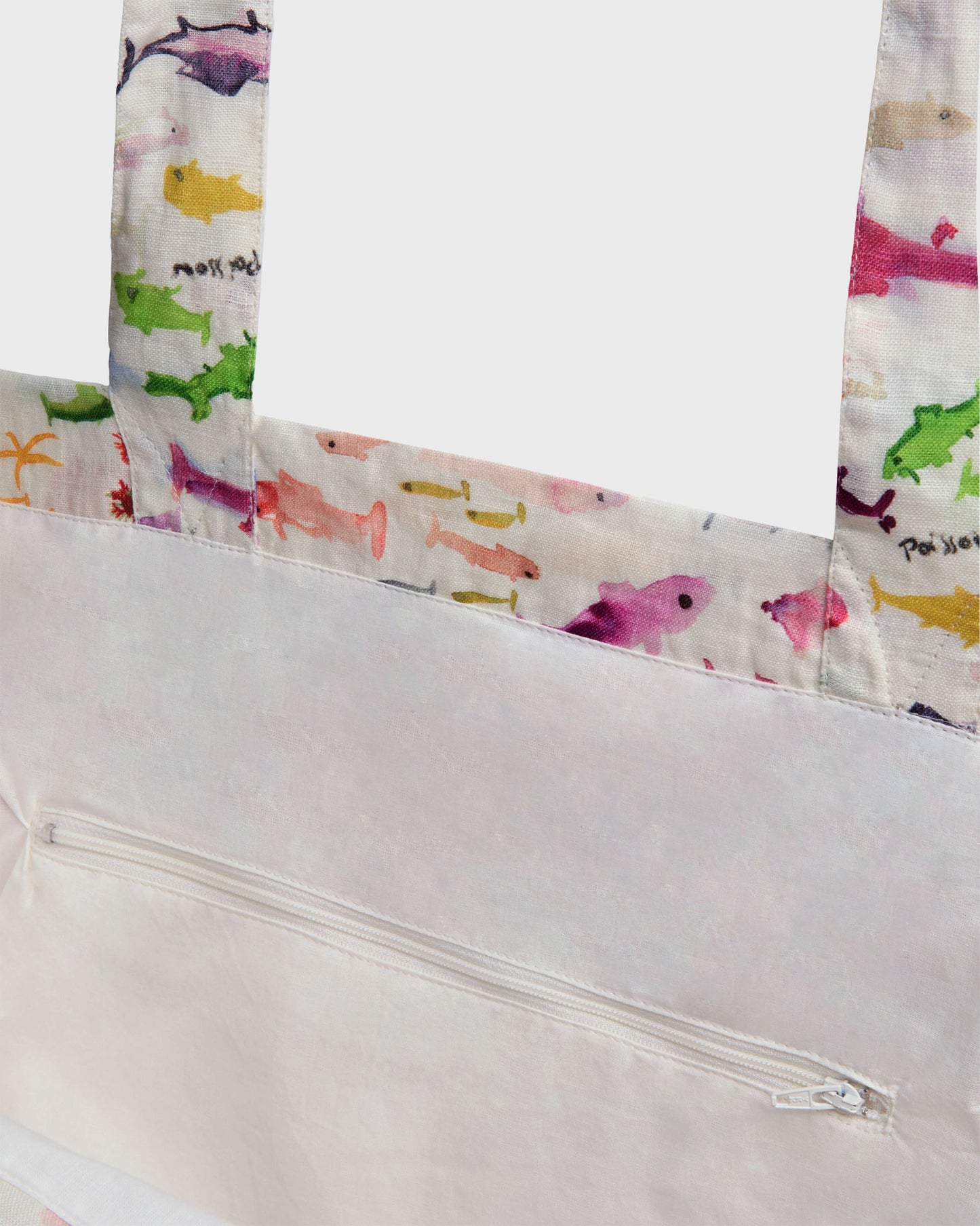 Vilebrequin Accessories Linen Tote Bag Pescador - VBQ x Fabrice Hyber - White Papier